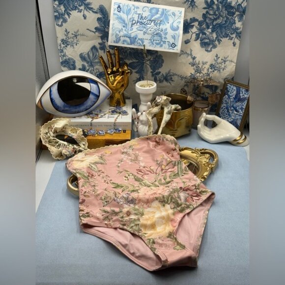 🆕 ZIMMERMANN KIDS 🧿 NWT Waverly Trim Bandeau 1PC, Pink Floral - Sz 10 Y - Picture 2 of 12